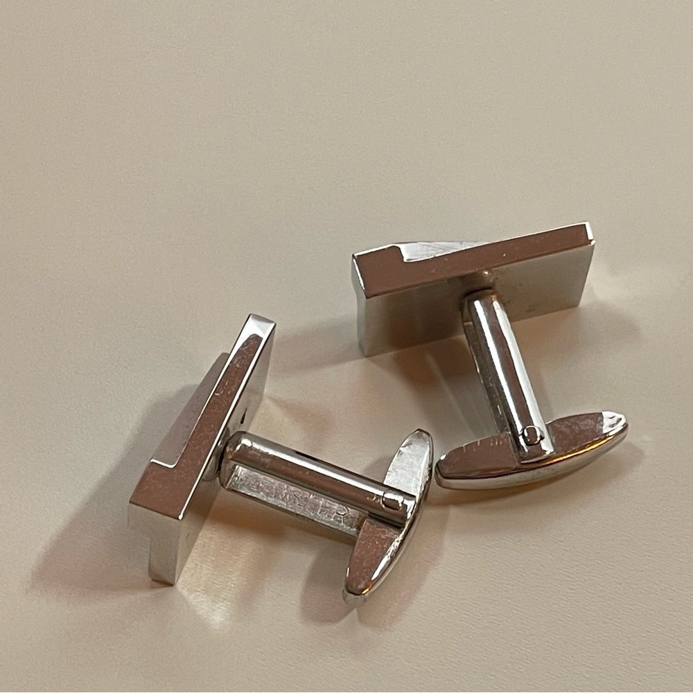 Vintage Metallic Silver Tone Monogramed "RJ"  Classy Preppy Retro Cufflinks - Picture 6 of 6